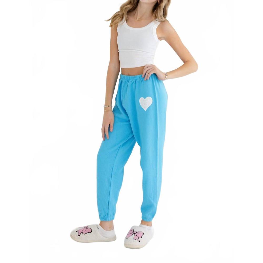 Katie J NYC Blue Sweatpants with White Heart